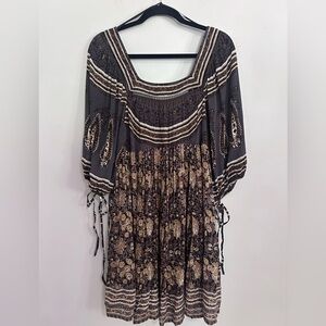 Free People Boho Floral Paisley Peasant Dress NWT Size Medium Cottagecore Hippie